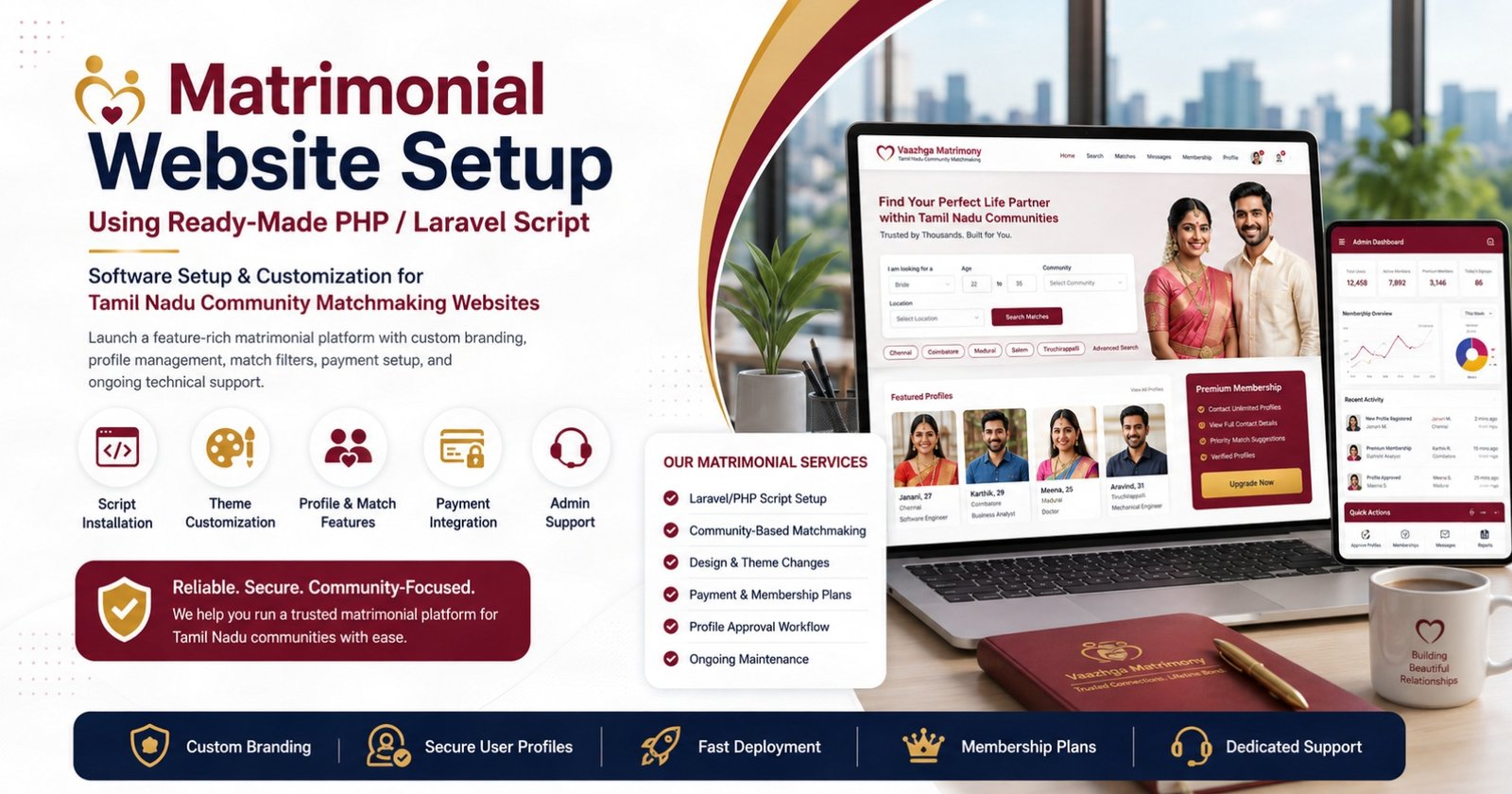 Matrimonial software setup and customization for Tamil Nadu community matchmaking websites